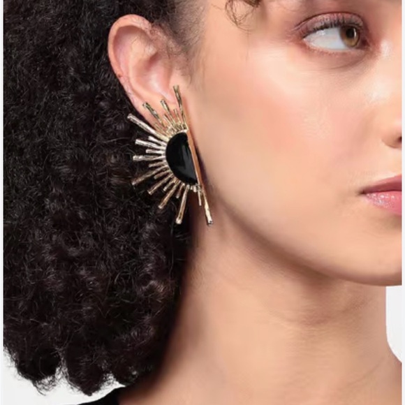 Zara Sun Radiant Gold Statement Stud Earrings - Picture 3 of 16